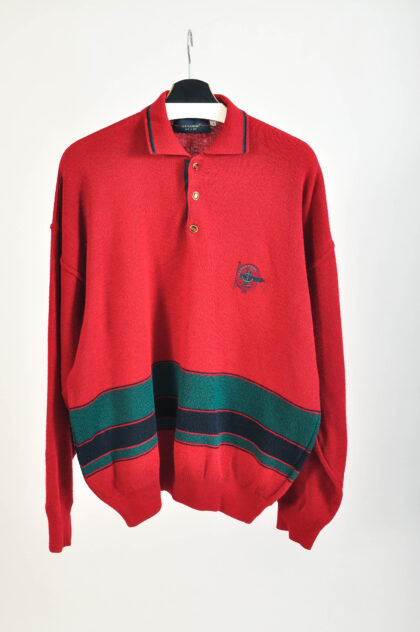 Vintage 80s Maroon Wool Polo Knitwear | Made in Italy | L