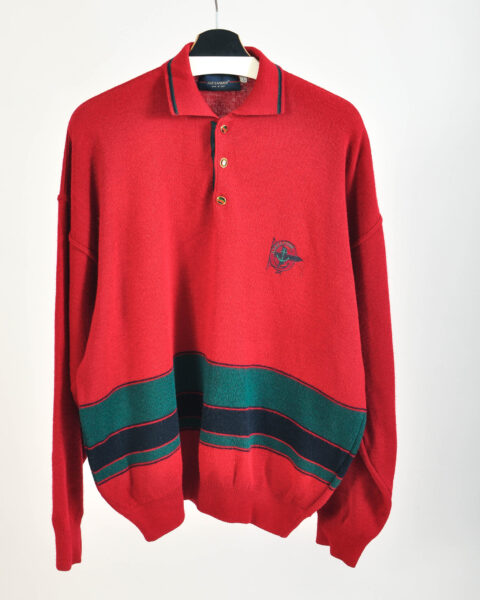 Vintage 80s Maroon Wool Polo Knitwear | Made in Italy | L