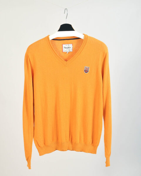 Vintage 00s Y2K Pepe Jeans Orange Jumper | Size M