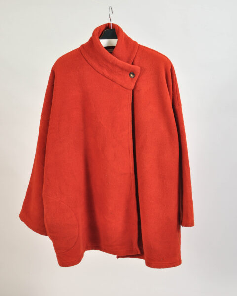 Vintage 00s Bryn Walker Orange Fleece Poncho Coat – M
