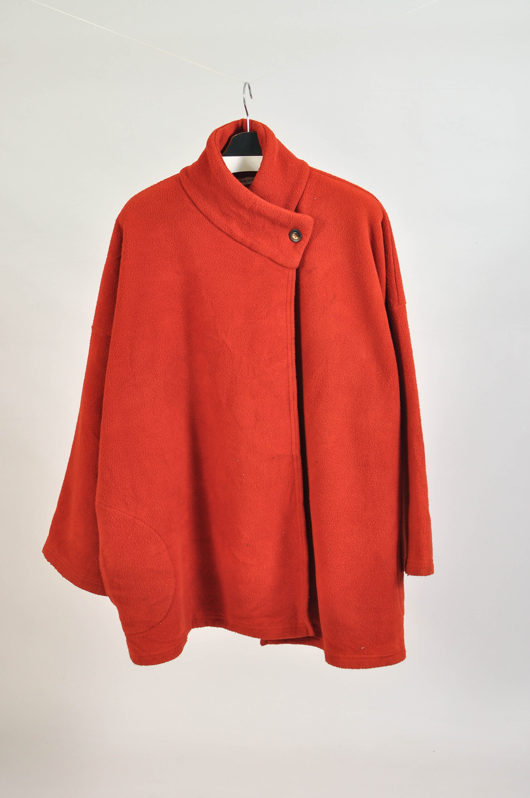 Vintage 00s Bryn Walker Orange Fleece Poncho Coat – M