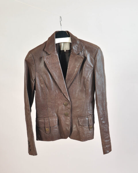 Vintage Y2K Brown Real Leather Jacket – 38
