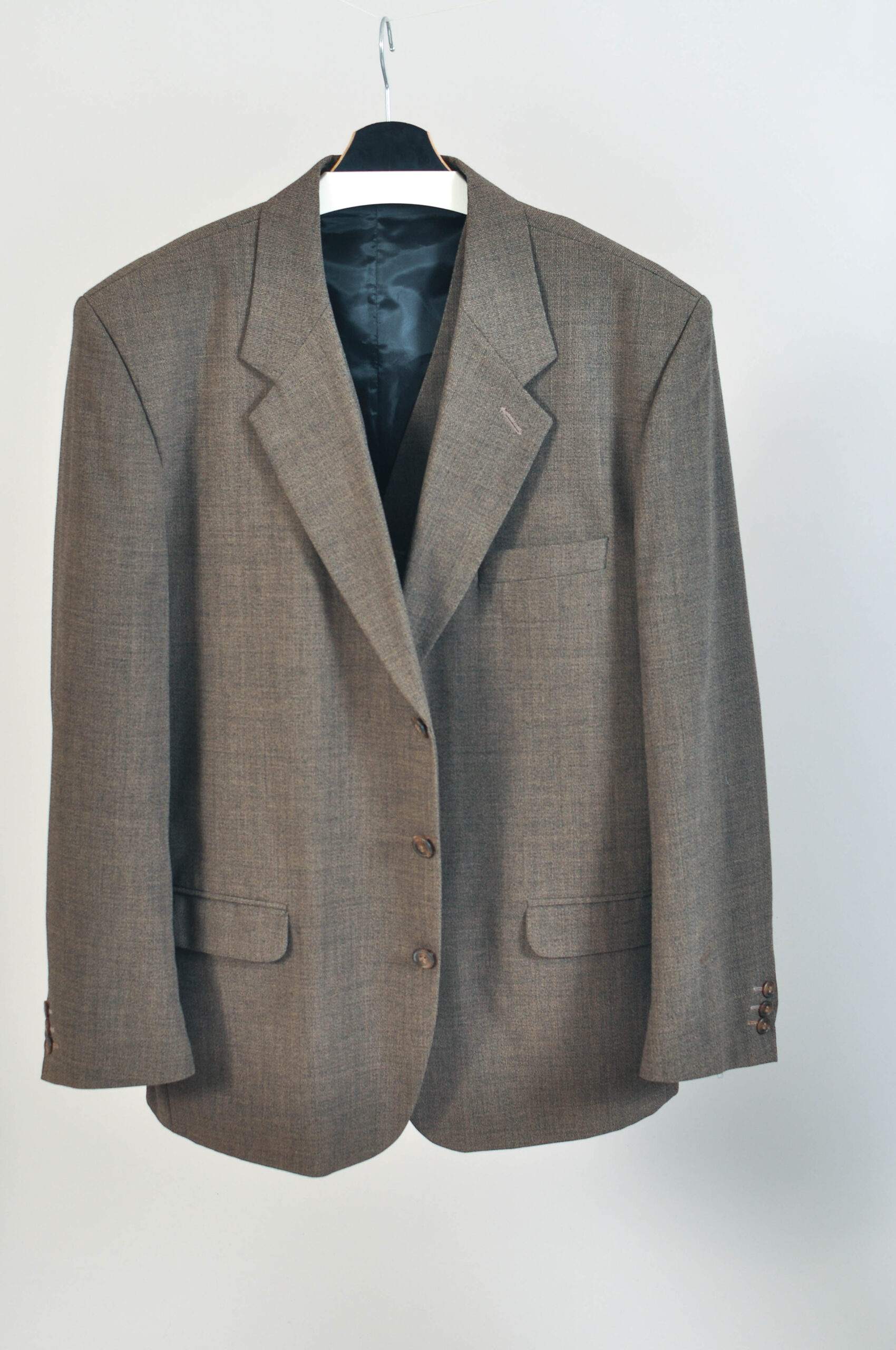 Vintage 90s Khaki Three Piece Suit – Giovani Wool Blend XL - Image 4
