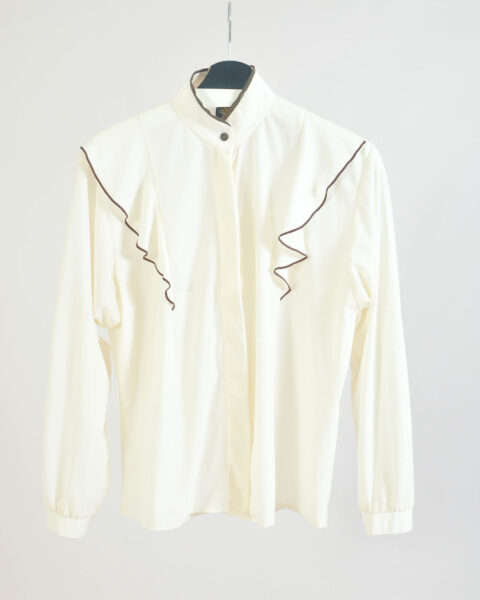 Vintage 80s cream white ruffle blouse