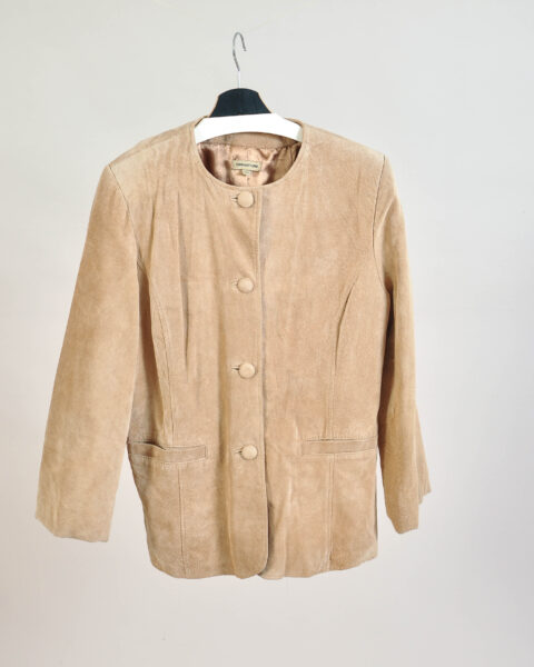 Vintage 90s Beige Suede Leather Jacket – XL