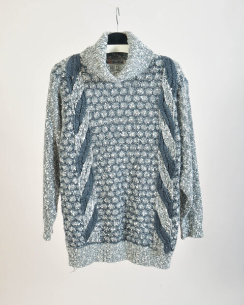 Vintage 80s Grey Turtleneck Knitwear Hea Ying | XXL