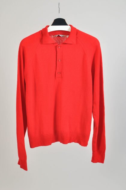 Vintage 90s wool polo jumper in red