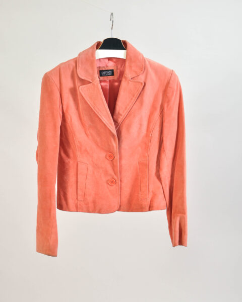 Vintage 00s Light Pink Suede Leather Blazer Jacket – 36