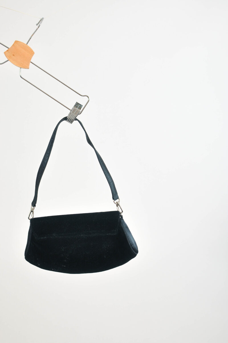 Vintage 90s black velvet shoulder bag - Image 5