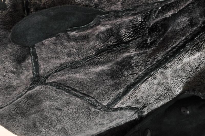 Vintage 00s Black Suede Leather Shearling Coat - Image 3