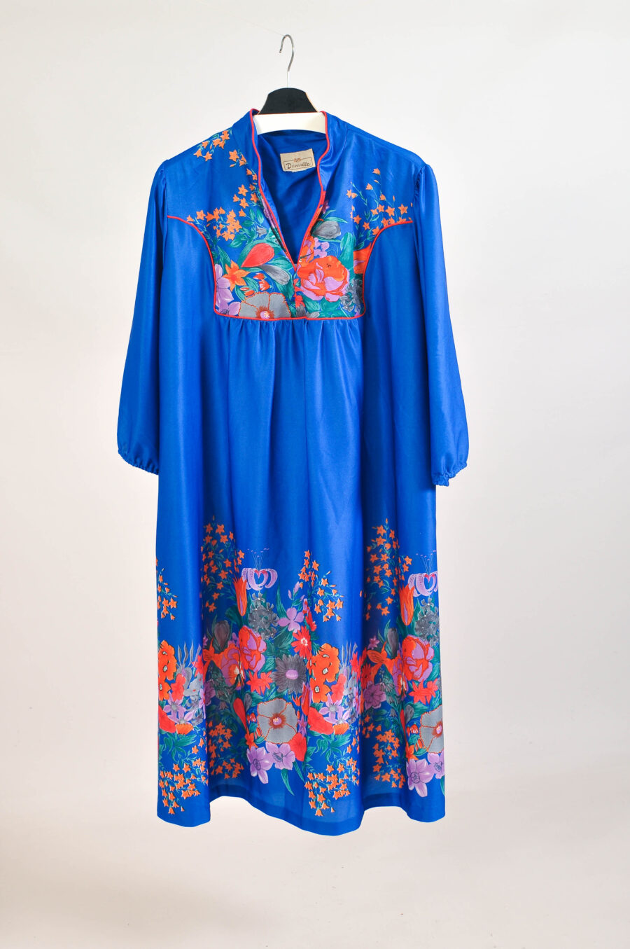 vintage 70s boho dress Floral Maxi Retro – 3XL Size:4 YEARS tumble dry low Gorgeous Asymmetrical Black And Hippie