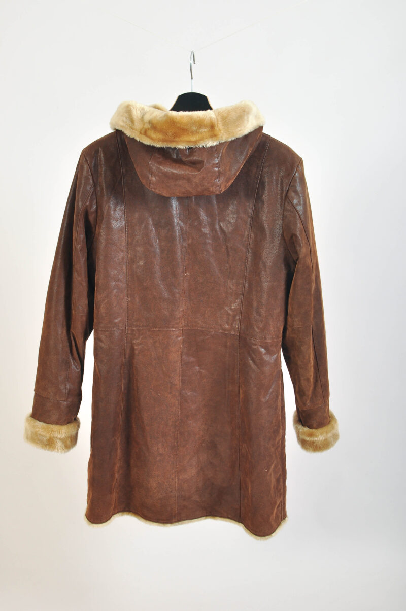Vintage 00s Faux Fur & Suede Leather Hoodie Coat - Image 6