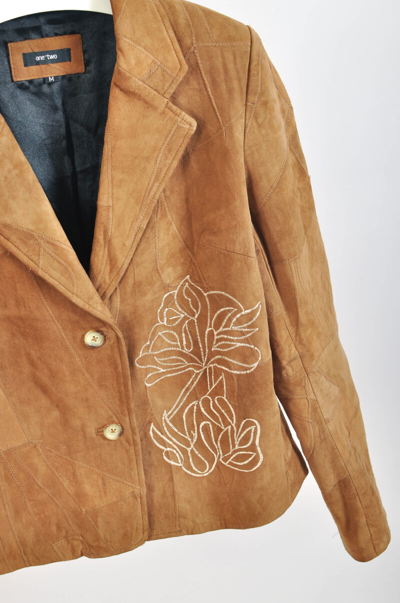 Vintage 00s suede leather blazer jacket - Image 3