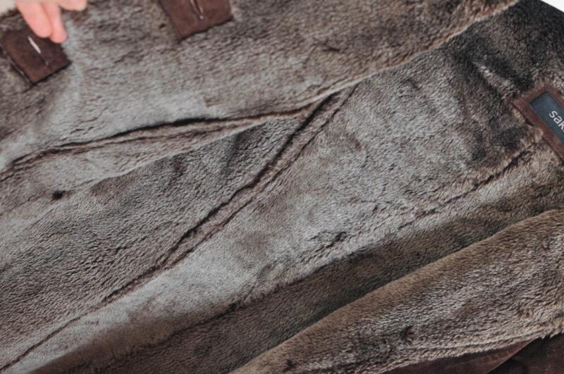 Vintage 00s suede leather, faux fur coat - Image 3
