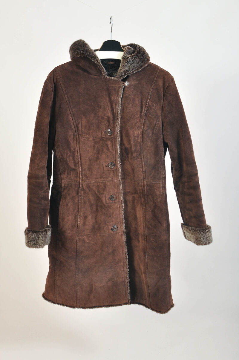 Vintage 00s suede leather, faux fur coat