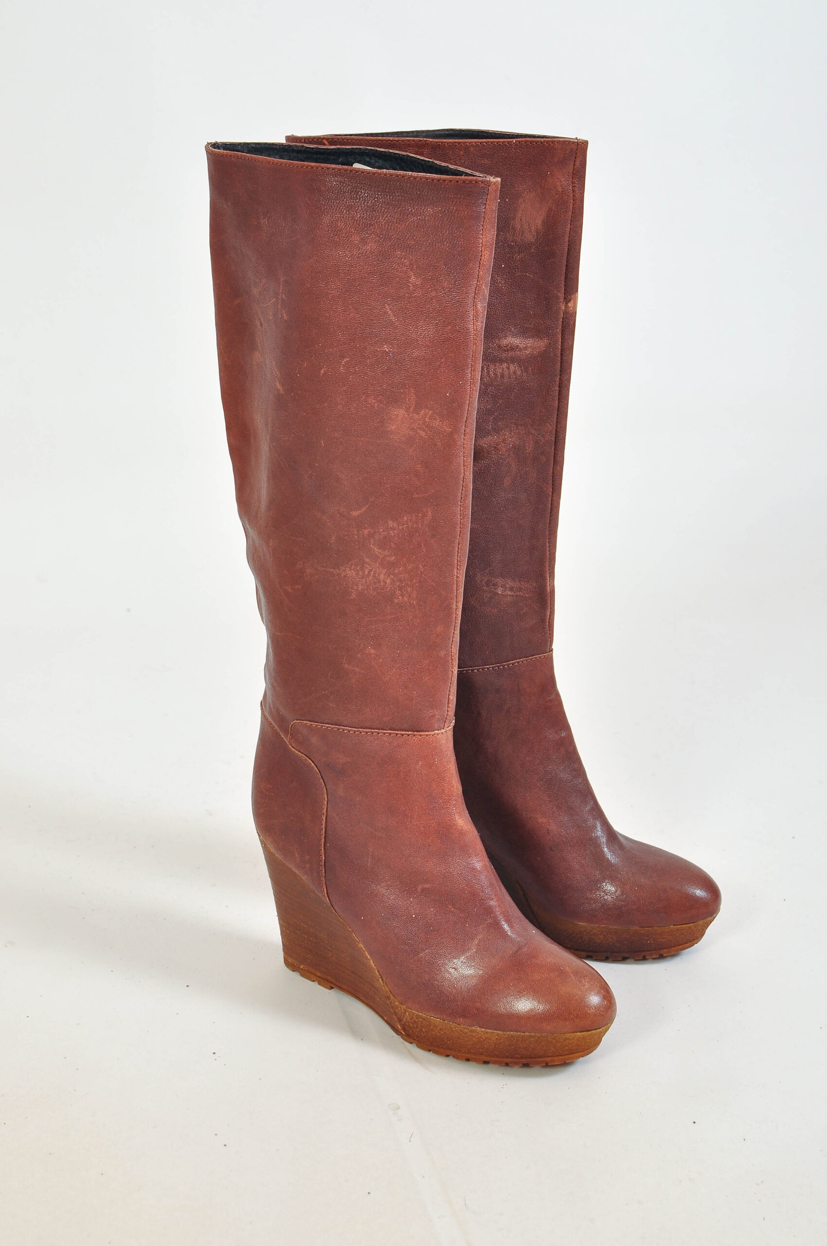 Vintage 00s Real Leather Platform Boots by Scorett – Size 39 - Image 3