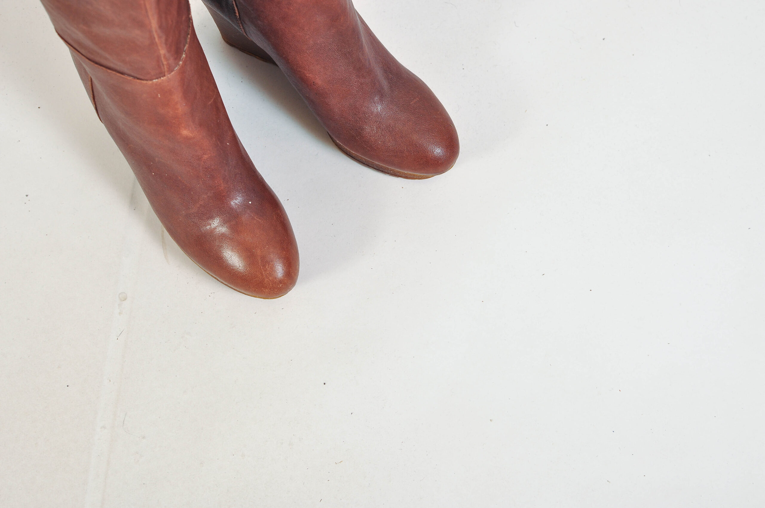 Vintage 00s Real Leather Platform Boots by Scorett – Size 39 - Image 4