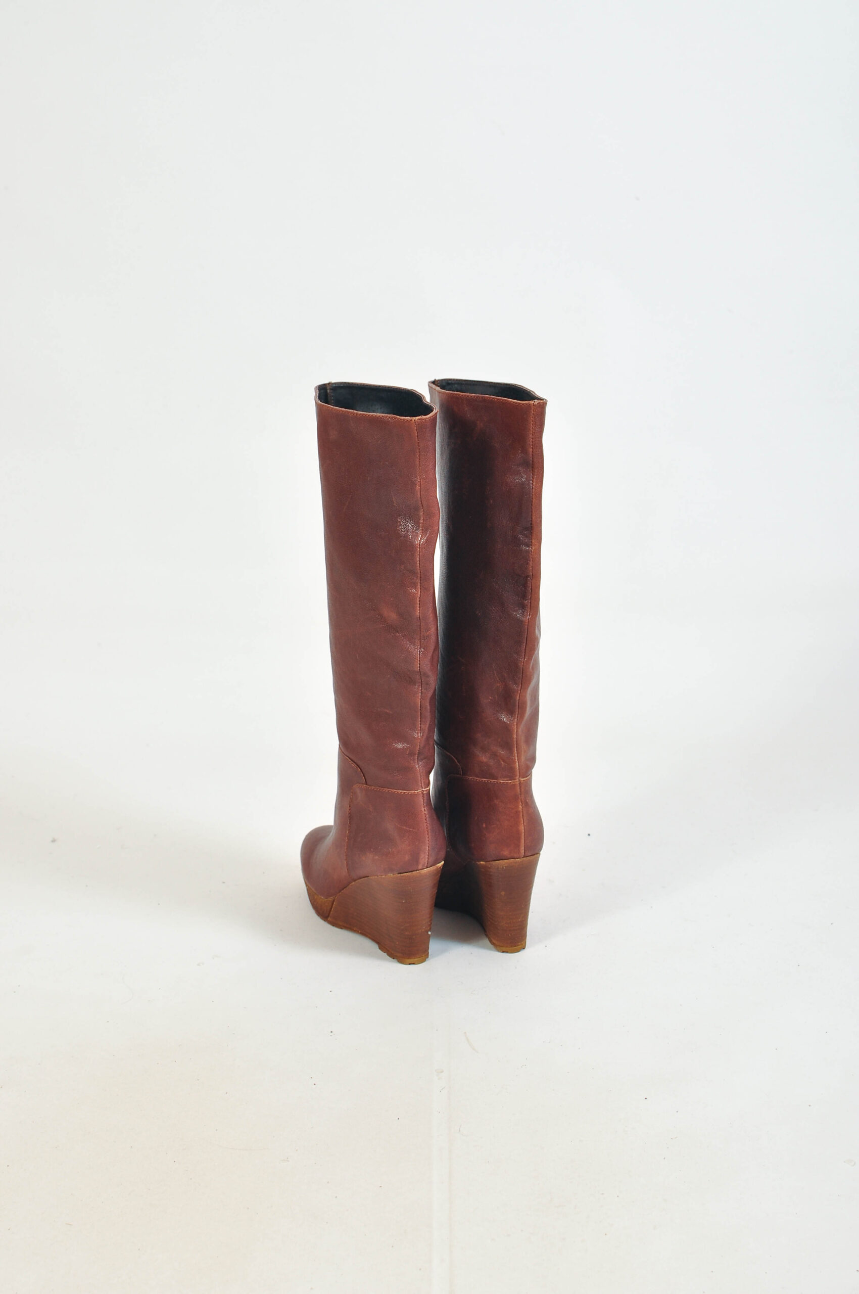 Vintage 00s Real Leather Platform Boots by Scorett – Size 39 - Image 5