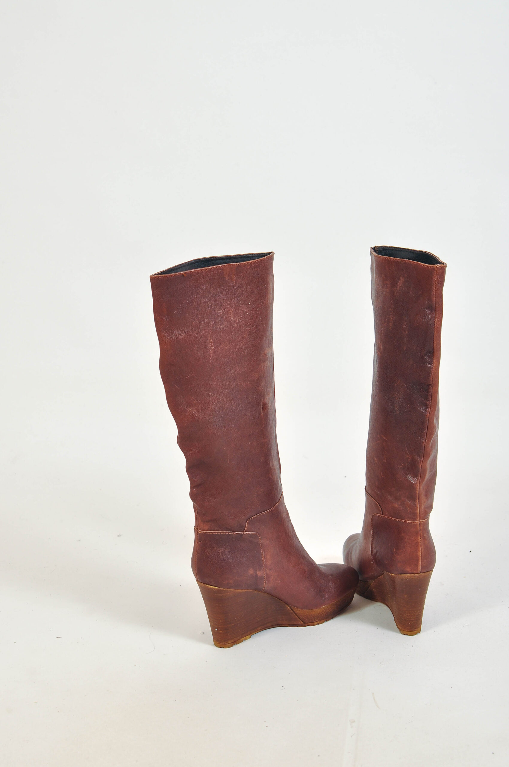 Vintage 00s Real Leather Platform Boots by Scorett – Size 39 - Image 6
