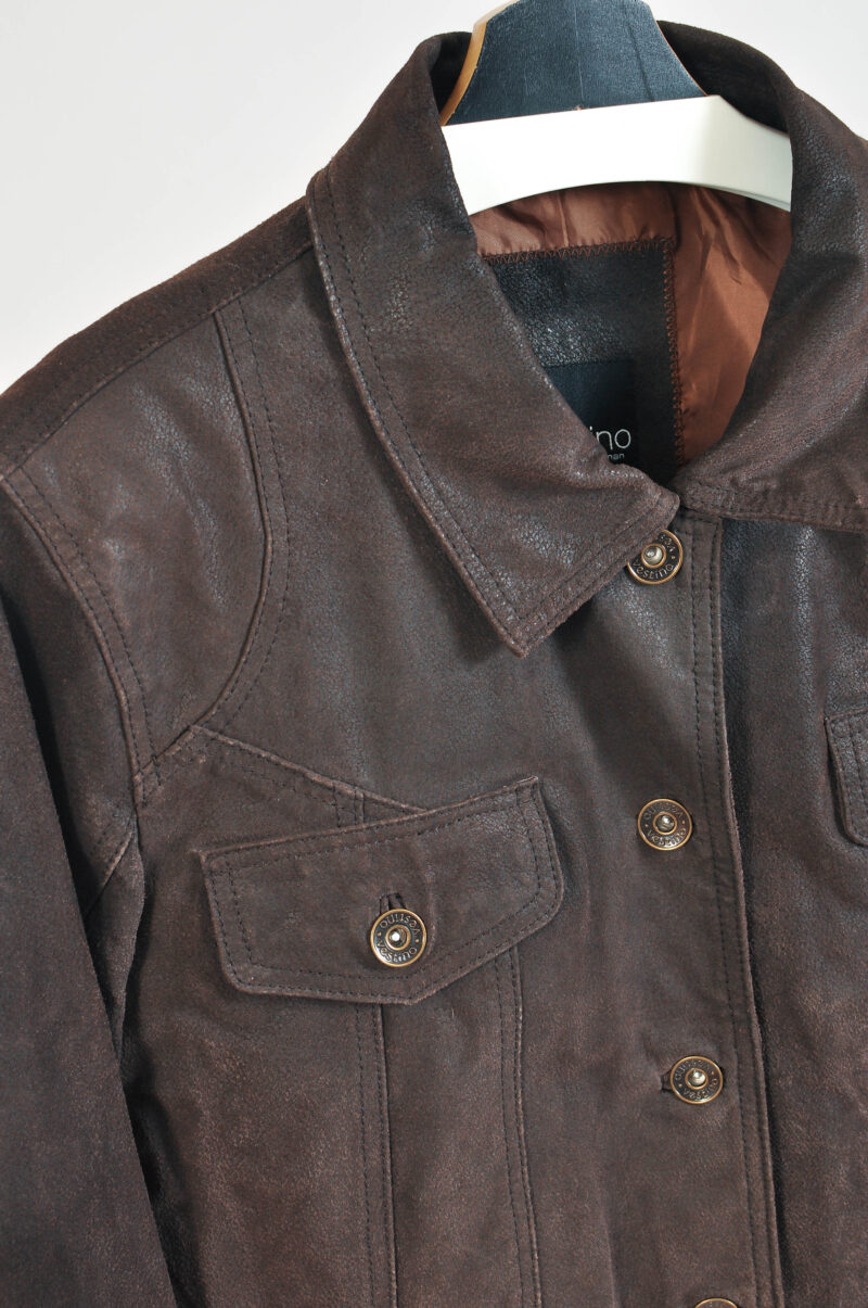 Vintage 00s Brown Suede Leather Jacket - Image 2