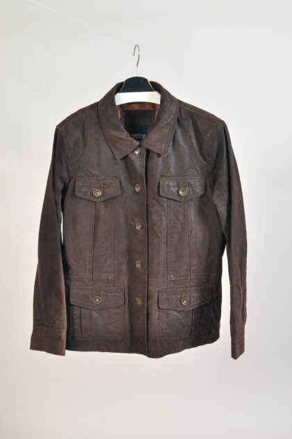 Vintage 00s Vestino Dark Brown Suede Leather Jacket – L/XL