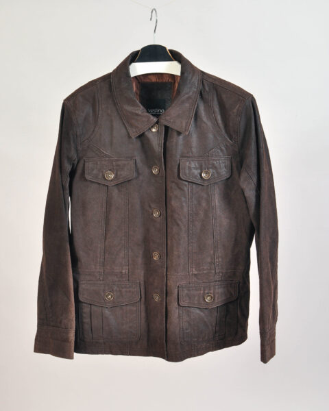 Vintage 00s Vestino Dark Brown Suede Leather Jacket – L/XL