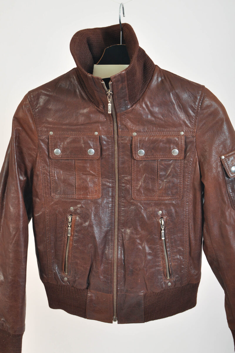 Vintage 00s leather jacket in brown - Image 3