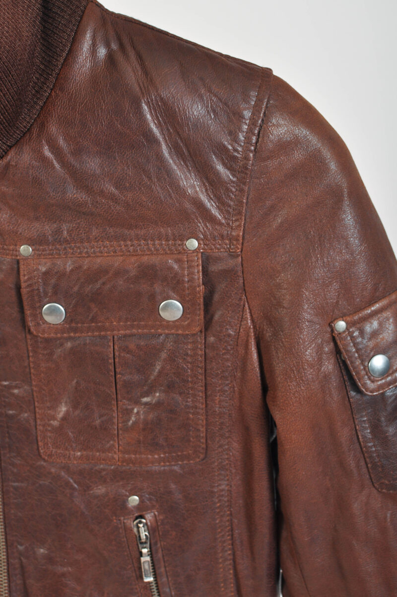 Vintage 00s leather jacket in brown - Image 4