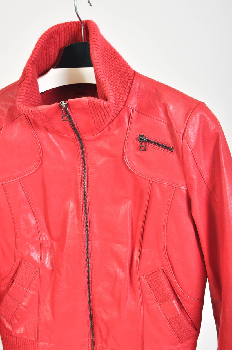 Vintage 00s leather jacket in red - Image 3