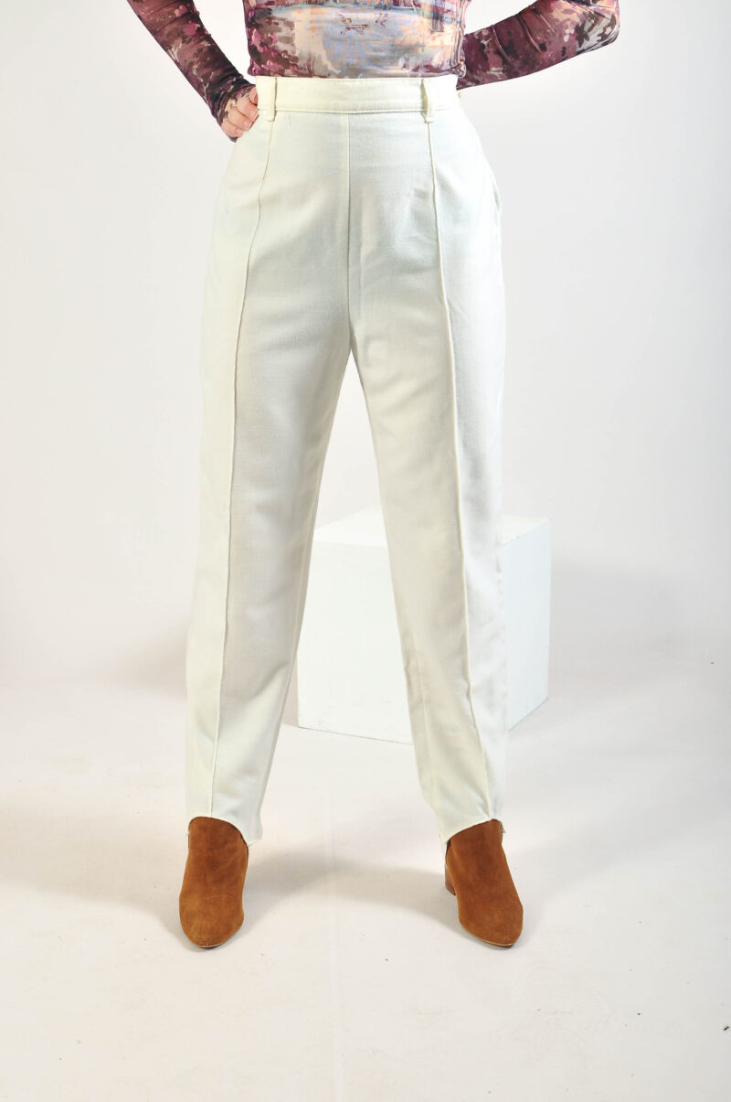 Vintage 80s high waisted trousers in white - Image 2