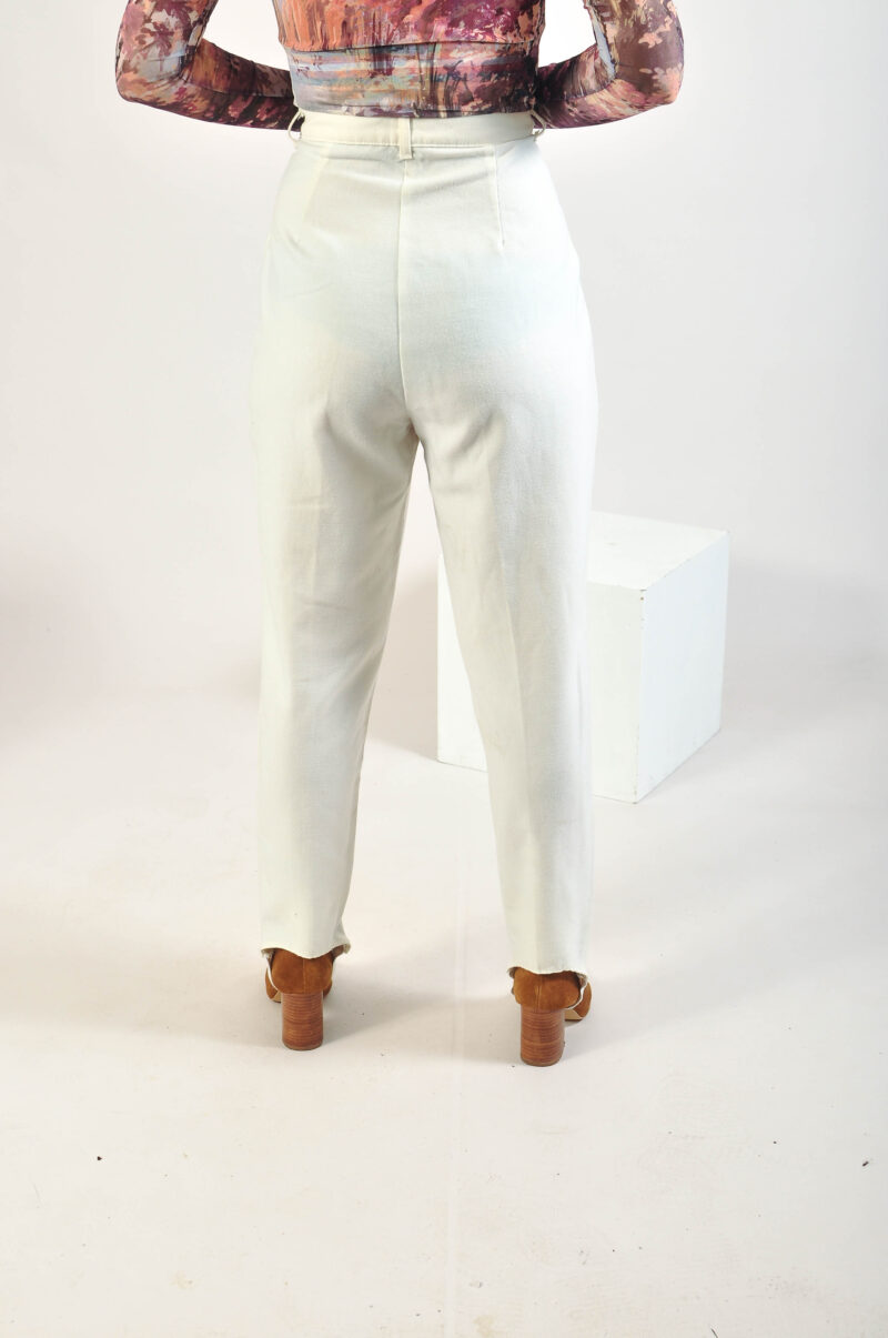 Vintage 80s high waisted trousers in white - Image 3