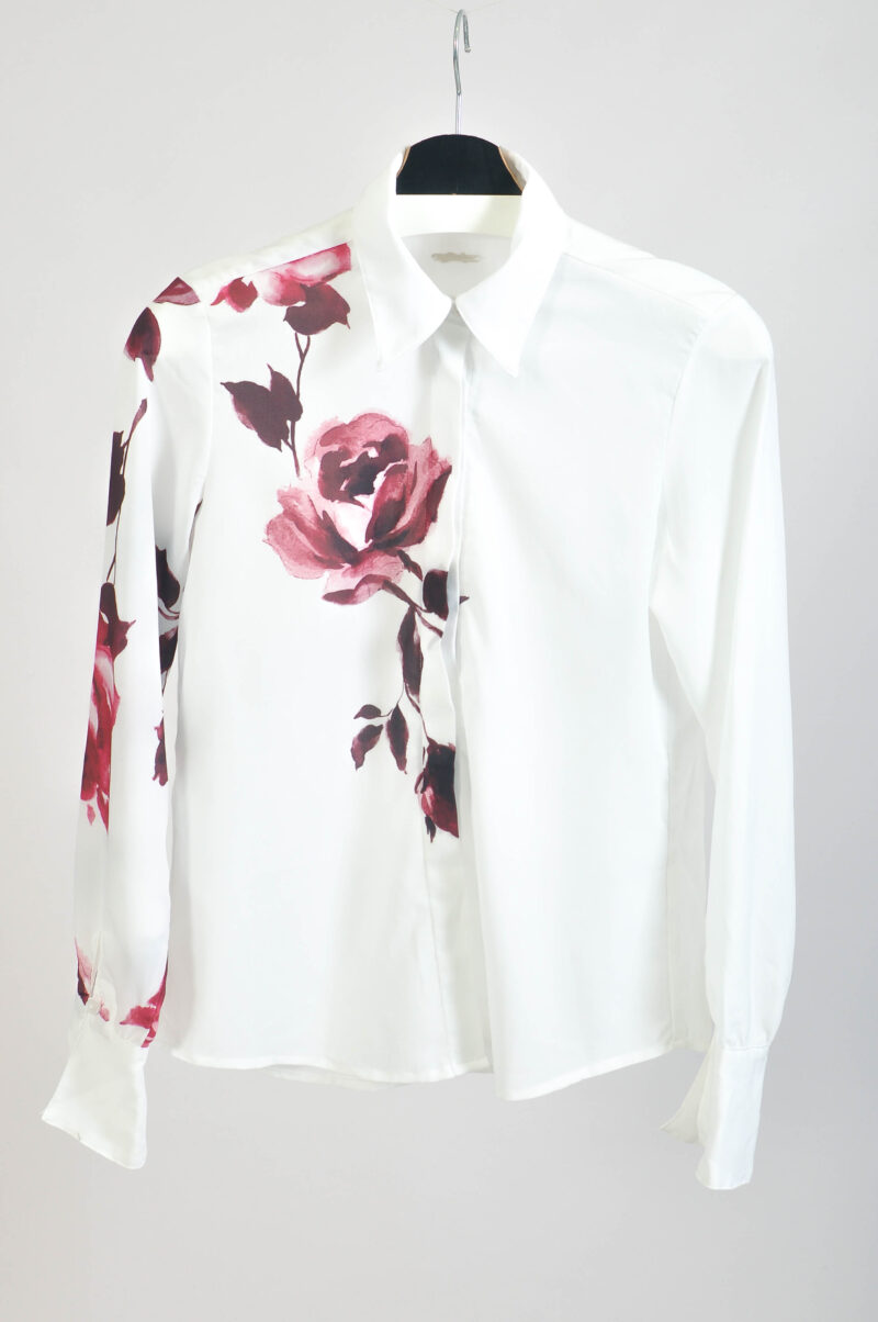 Vintage 00s white shirt with rose print