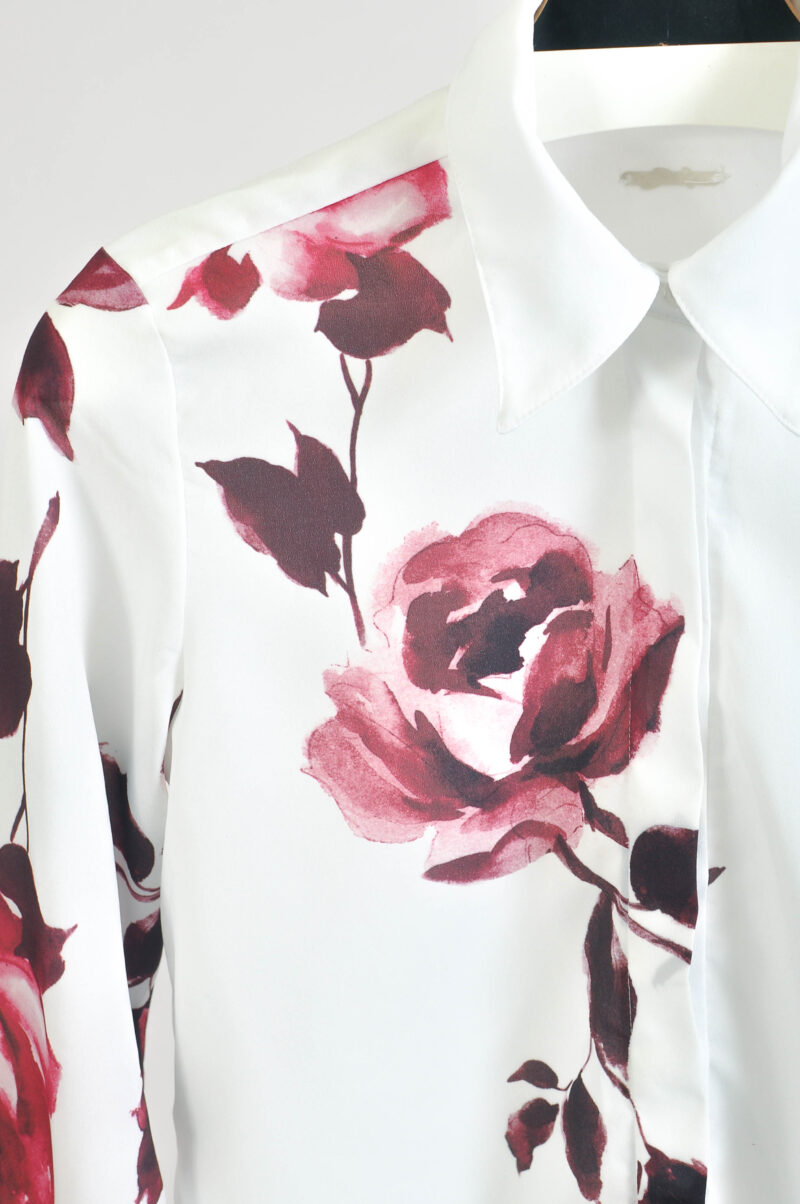 Vintage 00s white shirt with rose print - Image 3