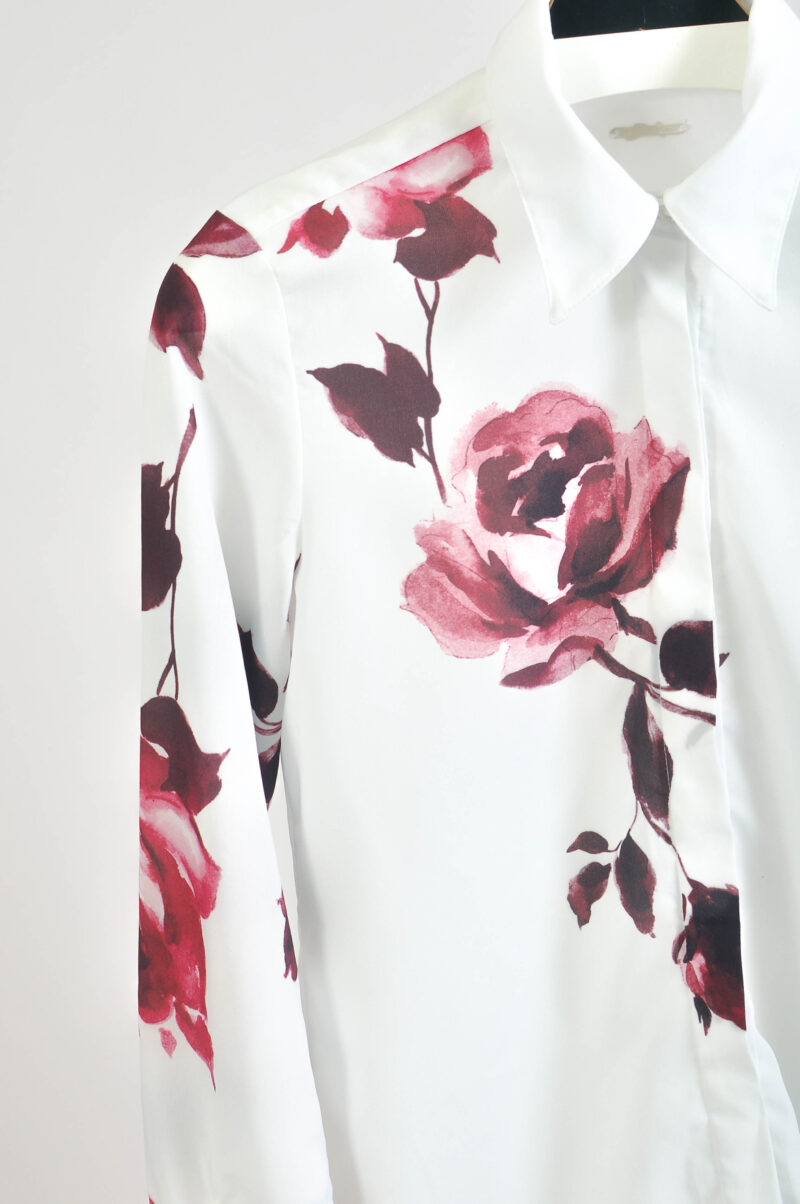 Vintage 00s white shirt with rose print - Image 4