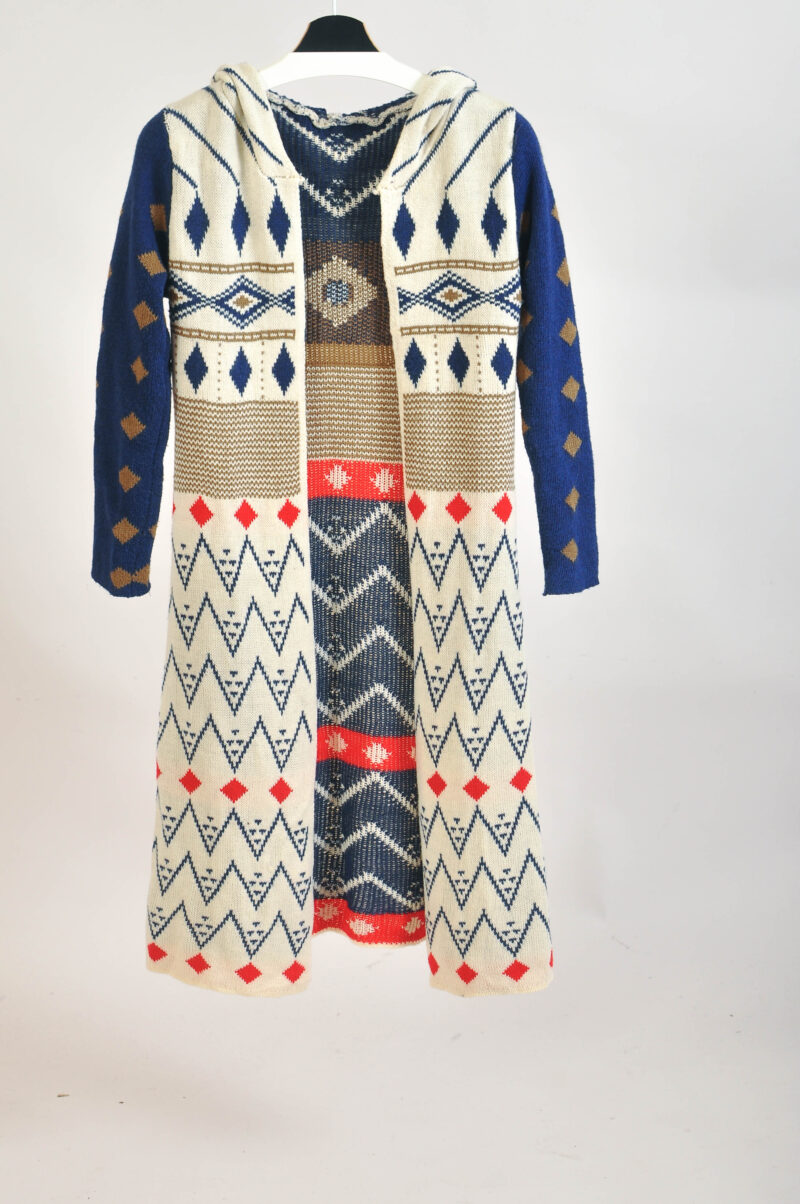 Vintage 00s Aztec print maxi hoodie cardigan