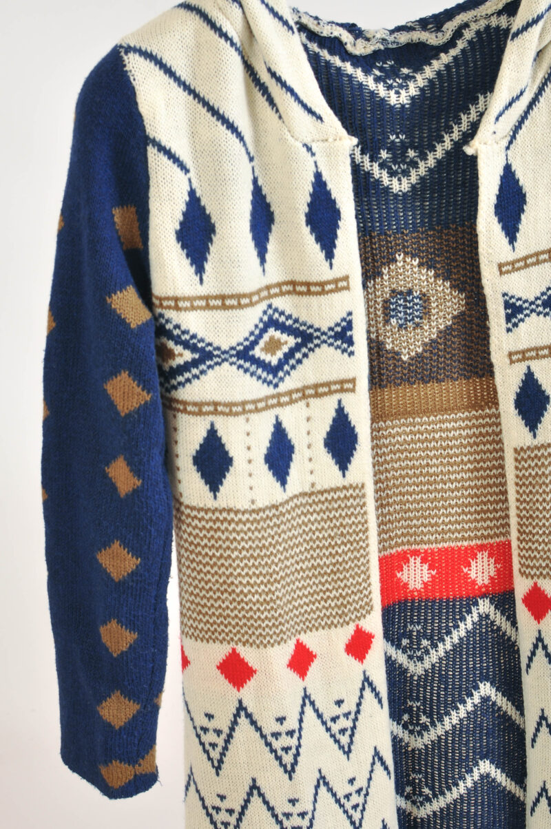 Vintage 00s Aztec print maxi hoodie cardigan - Image 3