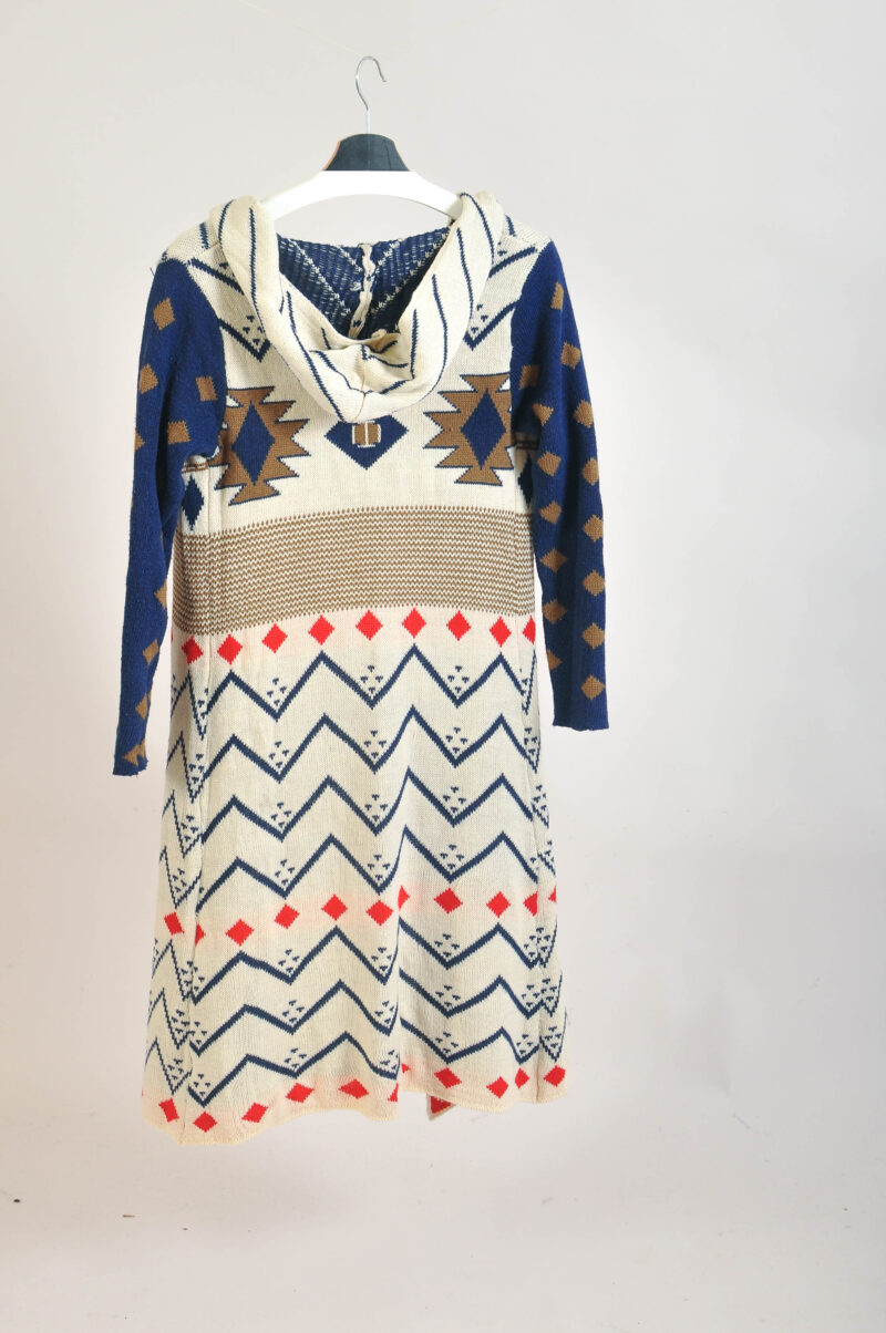 Vintage 00s Aztec print maxi hoodie cardigan - Image 4