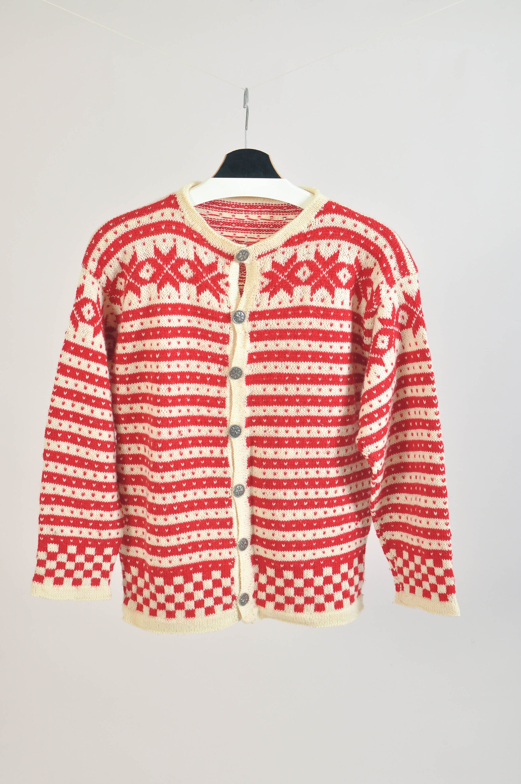 Vintage 90s Wool Knitwear Cardigan Handmade | S/M Size