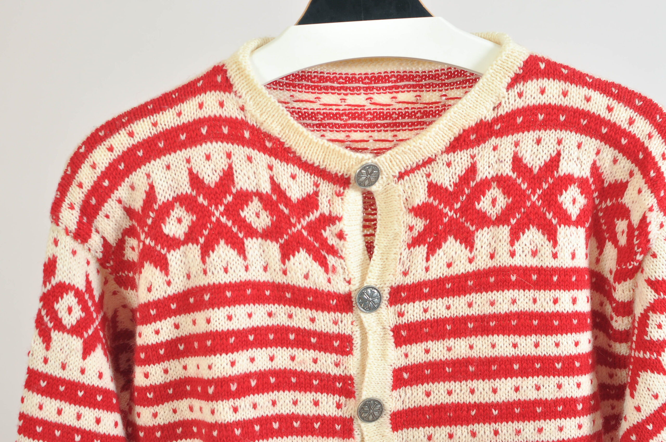 Vintage 90s Wool Knitwear Cardigan Handmade | S/M Size - Image 3