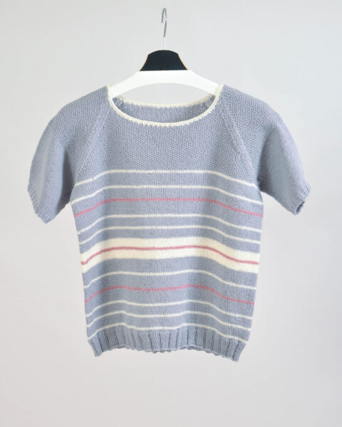 Vintage 90s Hand Knit Grey Top – S
