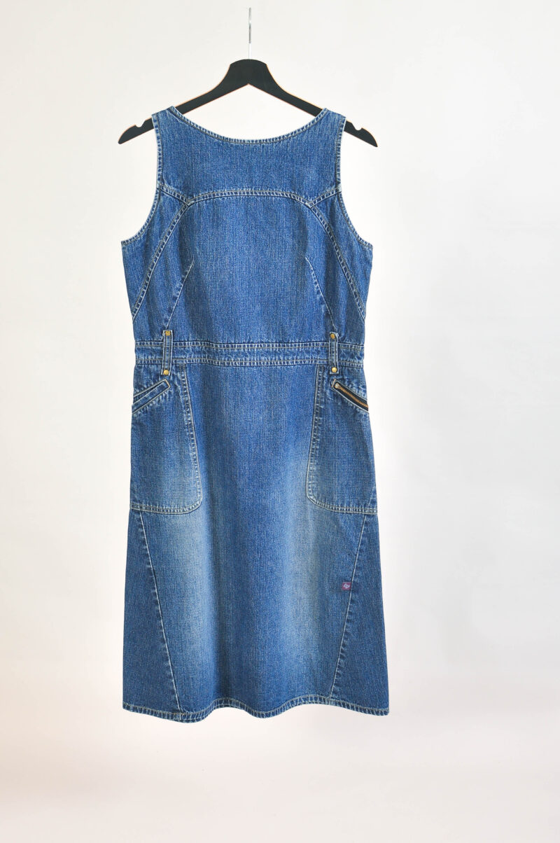 Vintage 00s Denim Midi Dress – Y2K Casual Style