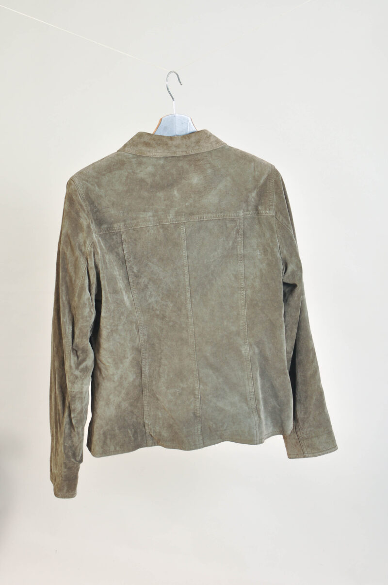 Vintage 90s Suede Leather Jacket in Khaki - Image 6