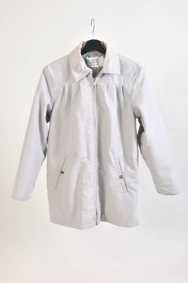 Vintage 80s Faux Fur Lined Coat in Grey