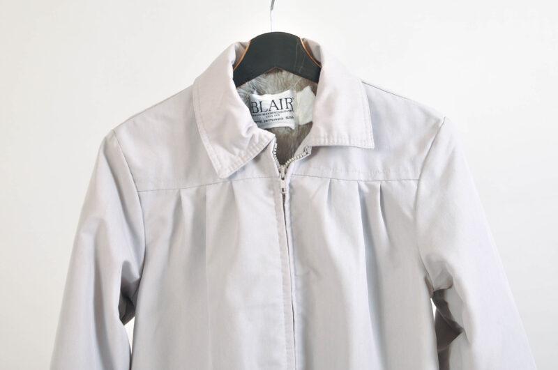 Vintage 80s Faux Fur Lined Coat in Grey - Image 3