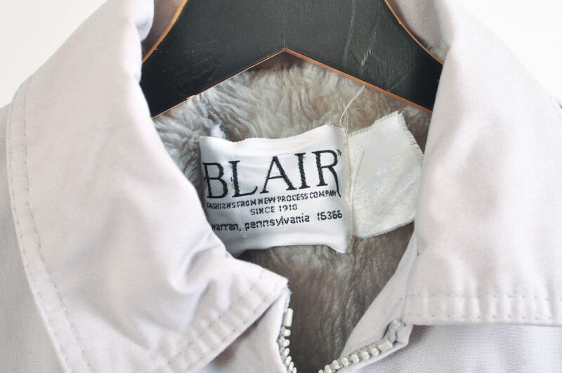 Vintage 80s Faux Fur Lined Coat in Grey - Image 4