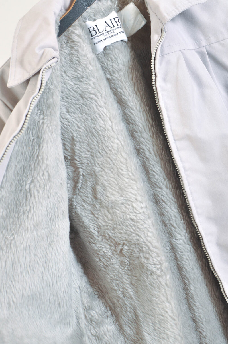 Vintage 80s Faux Fur Lined Coat in Grey - Image 6