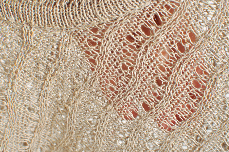 Vintage 90s Linen Sheer Top - Beige - Image 5