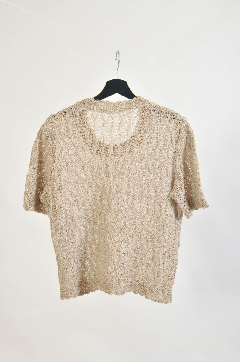 Vintage 90s Linen Sheer Top - Beige - Image 6