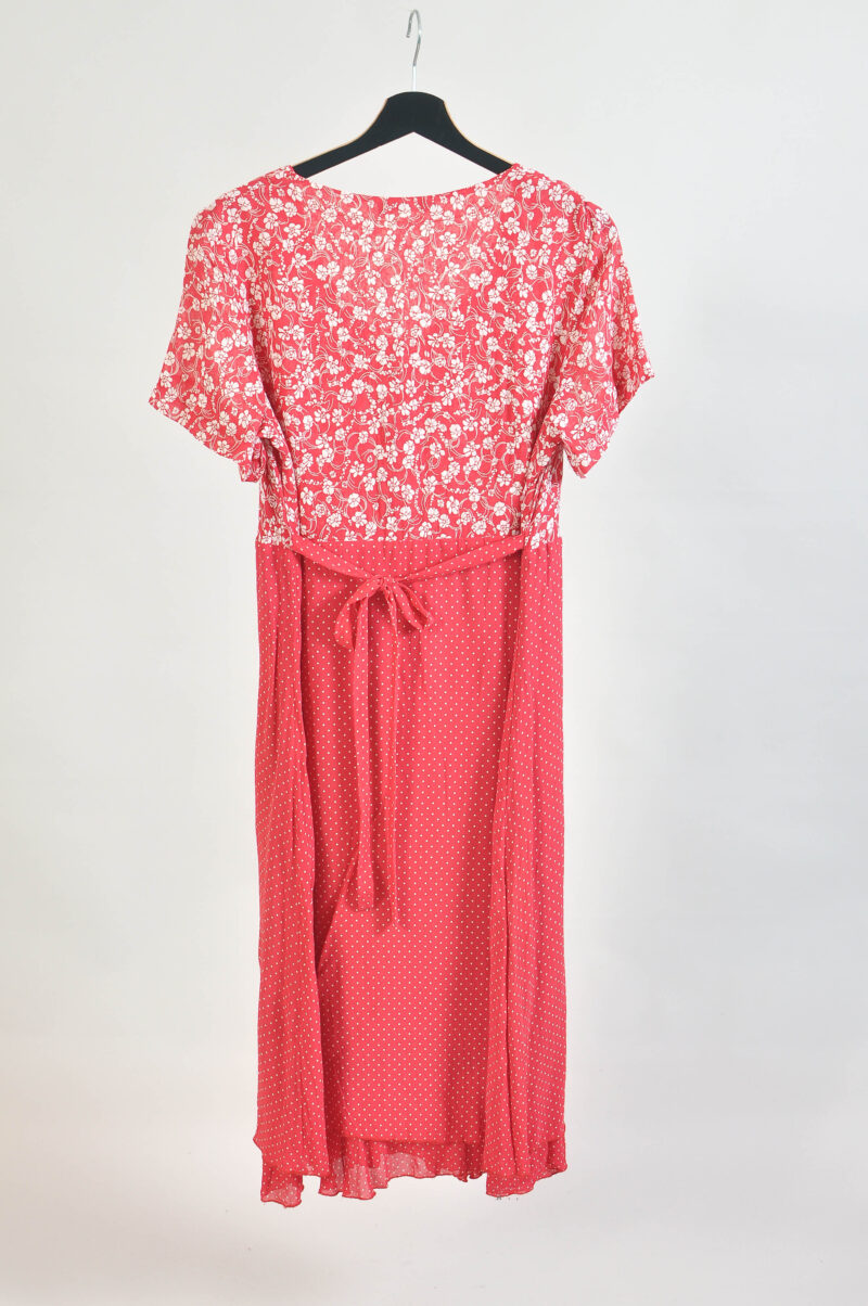 Vintage Red & White Polka Dot Midi Dress - Image 6