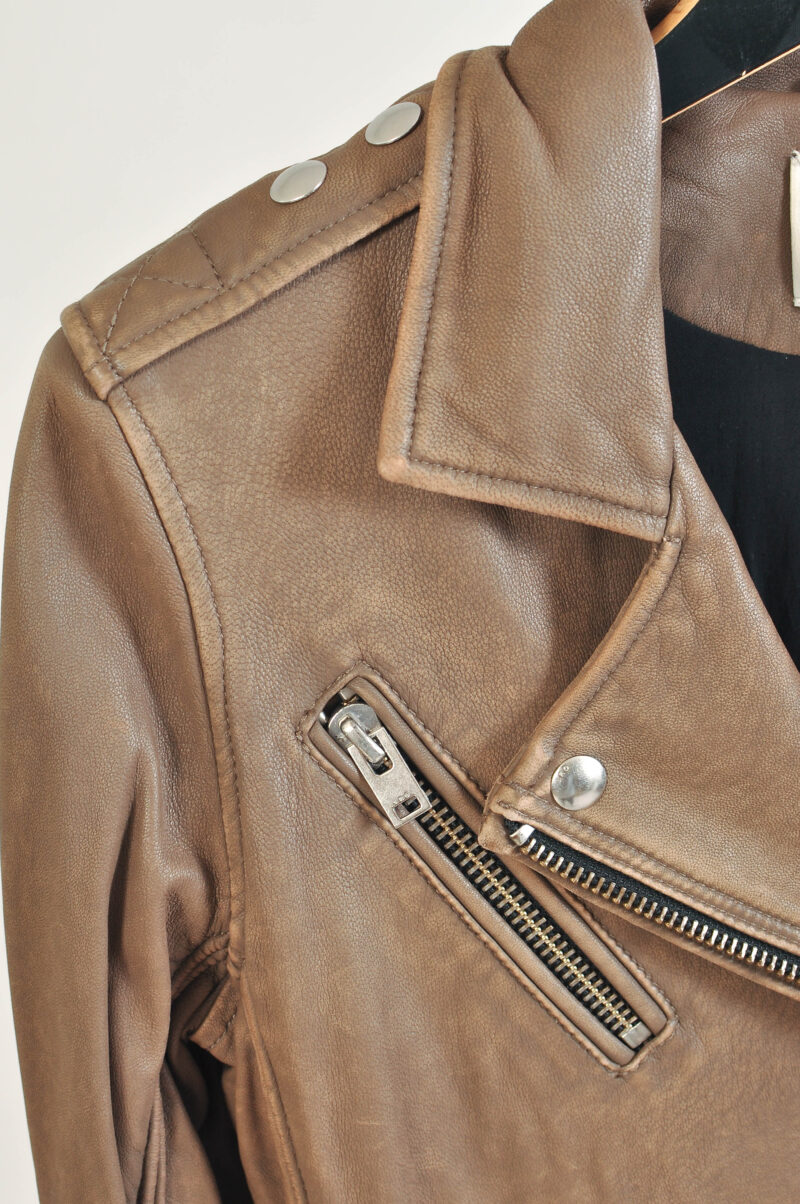 Vintage 00s IRO Beige Real Leather Jacket - Image 4